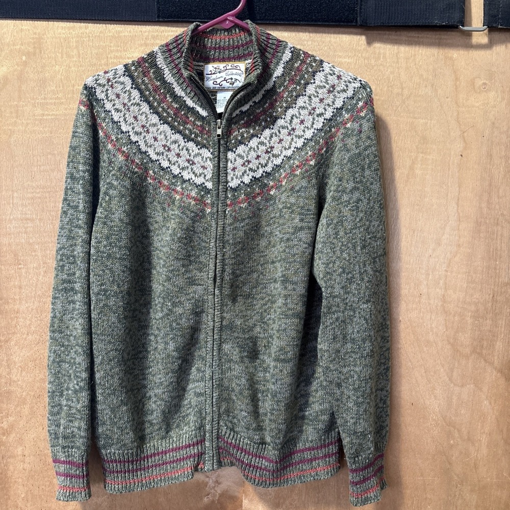 Vtg Heirloom Collectibles Women M Cardigan Sweater Fair Isle Nordic Full Zip